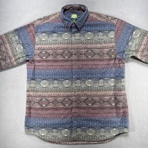 Vintage Cabelas Shirt Mens Size XL Tall Chamois Aztec Southwestern Tribal Native